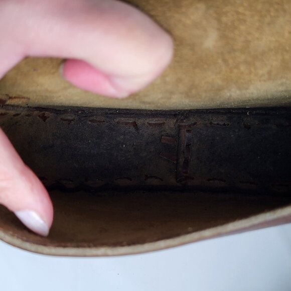 Vintage Hand-Tooled Leather Crossbody Bag + Owl Coin Purse • Boho • Artisan - Picture 8 of 14